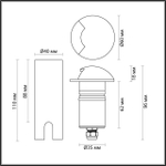 Тротуарный светодиодный светильник Odeon Light WALD 6662/1GL3 NATURE ODL25 IP67 LED 3W 3000K 12V/24V WALD (нужен драйвер 357781/357782)