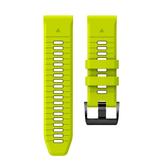 Ремешок двухцветный QuickFit 26 мм для Garmin Fenix 7x/6x/5x/5x plus/3, Descent, Tactix, Enduro, D2, Instinct 2X силиконовый (Лайм/черный)