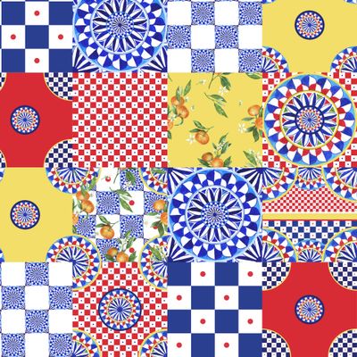 сицилийские мотивы, квадрат, пэчворк