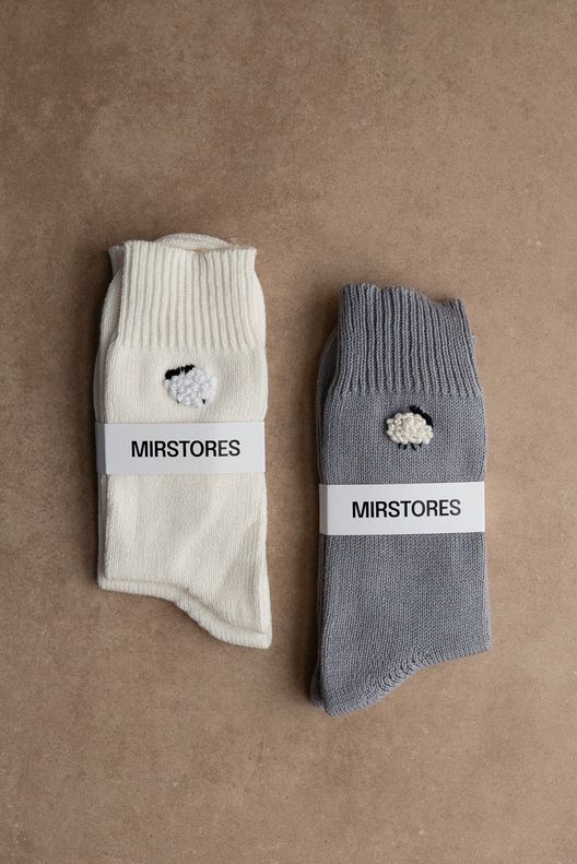 Хлопковые носки с вышивкой "ОВЕЧКИ" / MIRSTORES