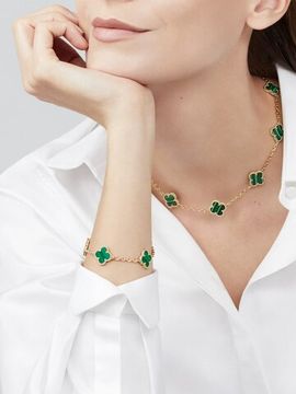 Браслет Van Cleef & Arpels Vintage Alhambra в желтом золоте с малахитом