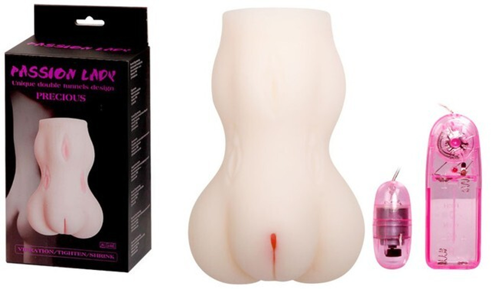 Мастурбатор вагина с вибрацией и фактурным рисунком по телу PASSION LADY (Цвет: телесный)