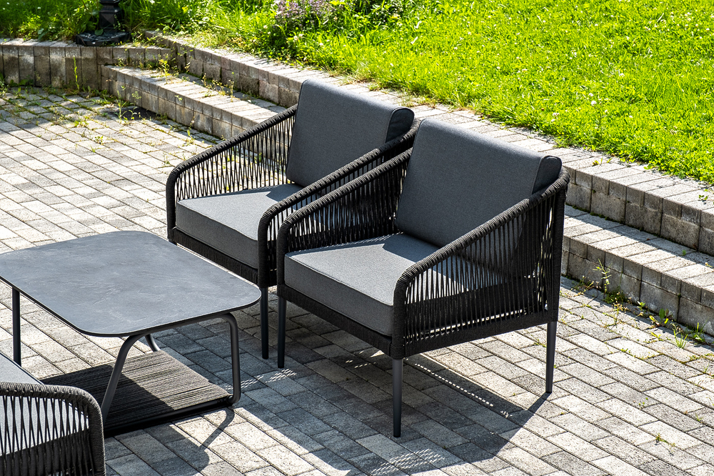 "Канны" лаунж-зона 5-местная плетеная из роупа (веревки), цвет темно-серый