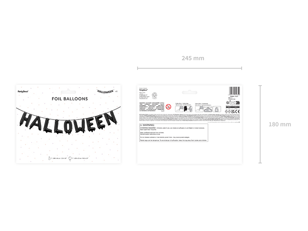 Надпись-шарики чёрная "Halloween" 2,8 м