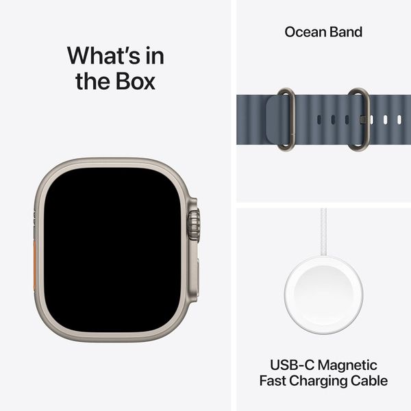 Умные часы Apple Watch Ultra 3 49 мм натуральный титан, ремешок Ocean синего цвета