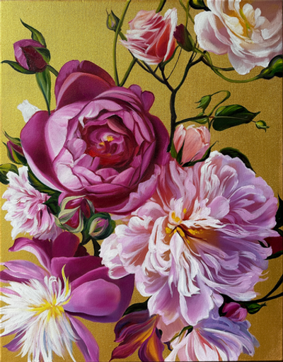 Пионы на золоте