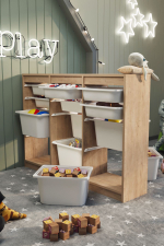 Стеллаж LARA с 12 выдвижными ящиками - дуб