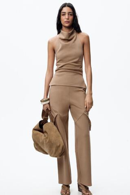 ZARA ШИРОКИЕ БРЮКИ КАРГО, ТЕЛЕСНО-РОЗОВЫЙ