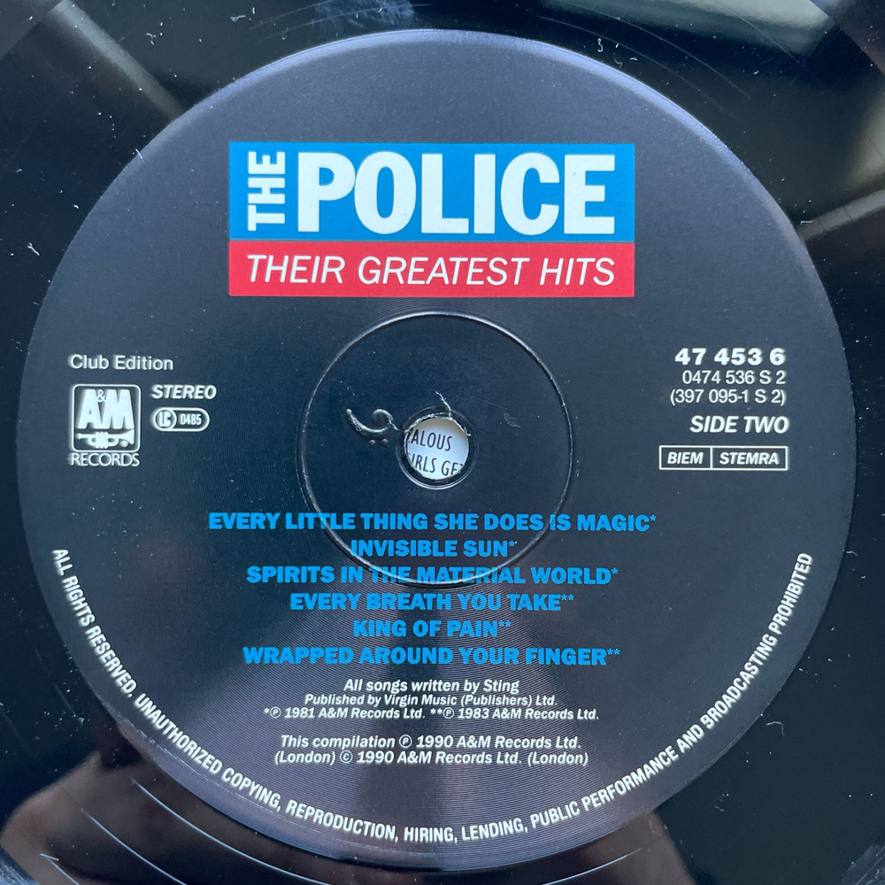 Винтажная виниловая пластинка LP Sting The Police Their Greatest Hits (Нидерланды 1990) Roxanne