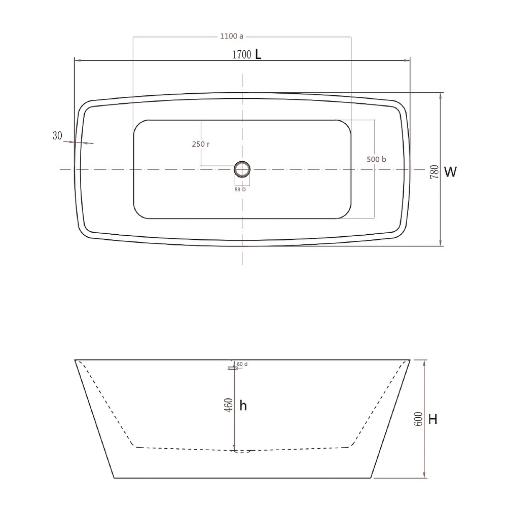 Ванна отдельностоящая EASY, 170х78, слив-перелив Click-Clack тип O, белая/хром, ST-EASY17075FO-BNCR