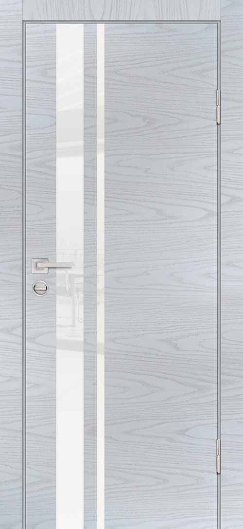 Дверь P-16 / Цвет Дуб скай серый / белоснежный лакобель / Двери PROFILO PORTE