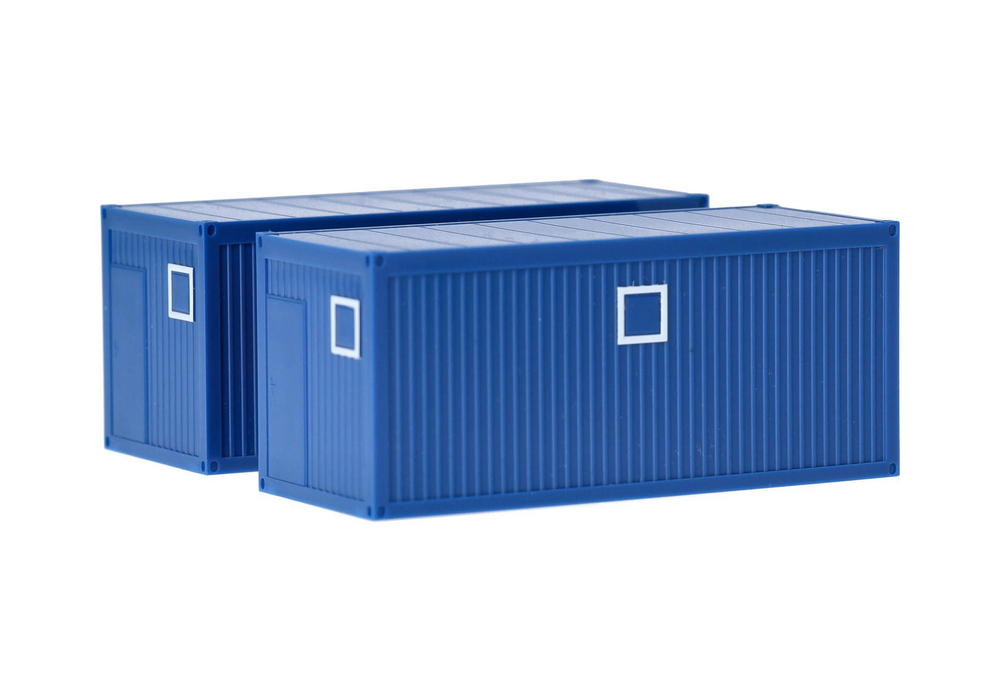 Набор 20-футовых офисных и строительных контейнеров, синий (2 шт.)