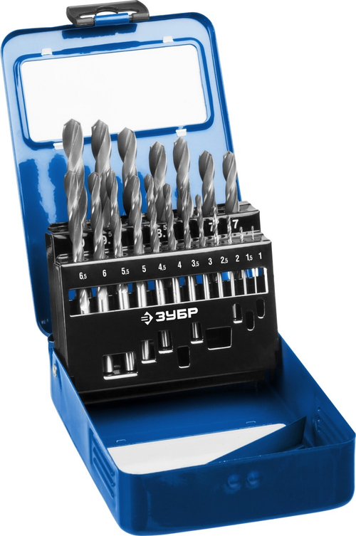 ЗУБР ПРОФ-В 19шт(1-10мм), Набор сверл по металлу, сталь Р6М5, класс В, мет.бокс