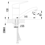 LM4107C Луна Смеситель для умывальника с поворотным изливом, хром  (к/к 12)