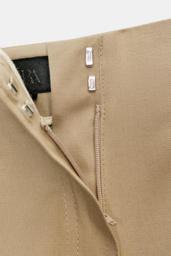 ZARA ЮБКА МИДИ ИЗ ГАБАРДИНА — ZW COLLECTION, ЖЕЛТО-КОРИЧНЕВЫЙ