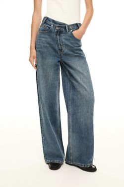 Джинсы с асимметричным поясом (OFFLine Jeans), синие