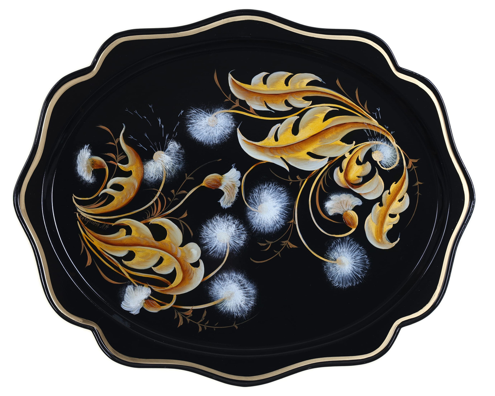 Жостовский поднос декоративный, размер 38х30 см (A15), металлический