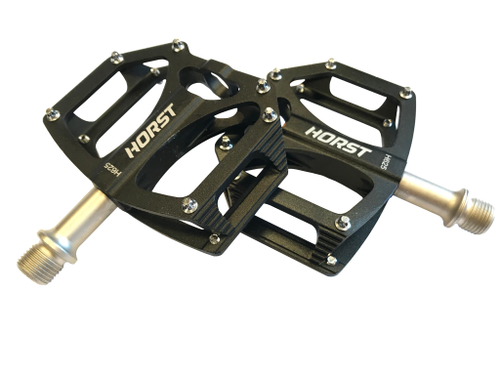 Педали алюминий H25 оригинал дизайн, ось Cr-Mo с герм.промподш. 74*100*16мм, всего 266 г черные HORST