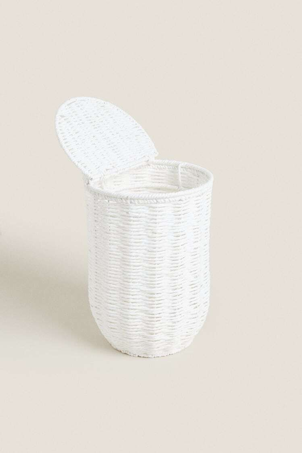 ZARA HOME КОРЗИНА ДЛЯ МУСОРА СО СЪЕМНОЙ КРЫШКОЙ, БЕЛЫЙ