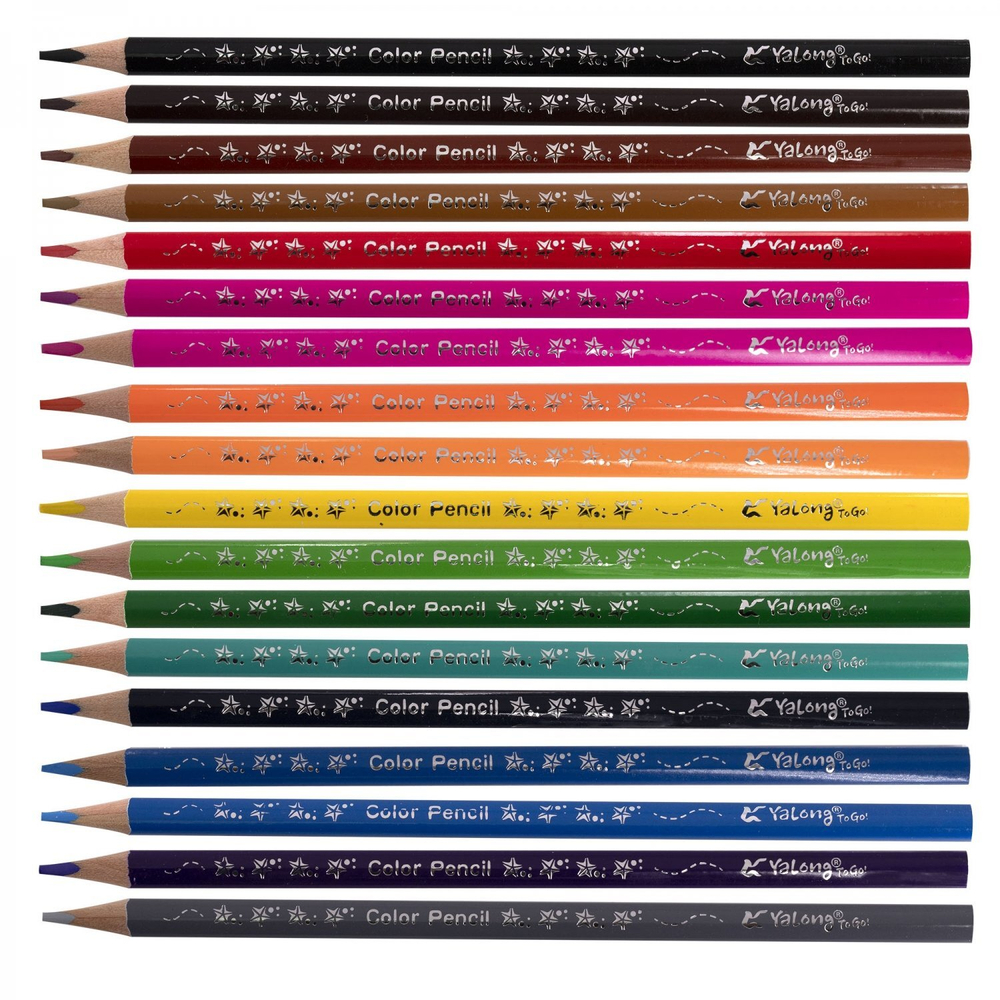 Карандаши цветные Yalong 18 цв., "World water" деревянные, трехгранные, заточенные, грифель 3.0 мм, картон. уп., европодвес