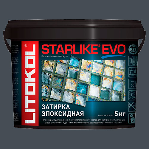 Затирка швов эпоксидная Litokol Starlike Evo S.140 Nero Grafite, 5 кг