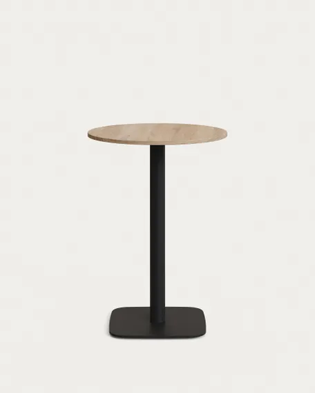 Dina высокий круглый садовый стол натуральный с черной металлической основой Ø 60x96 см