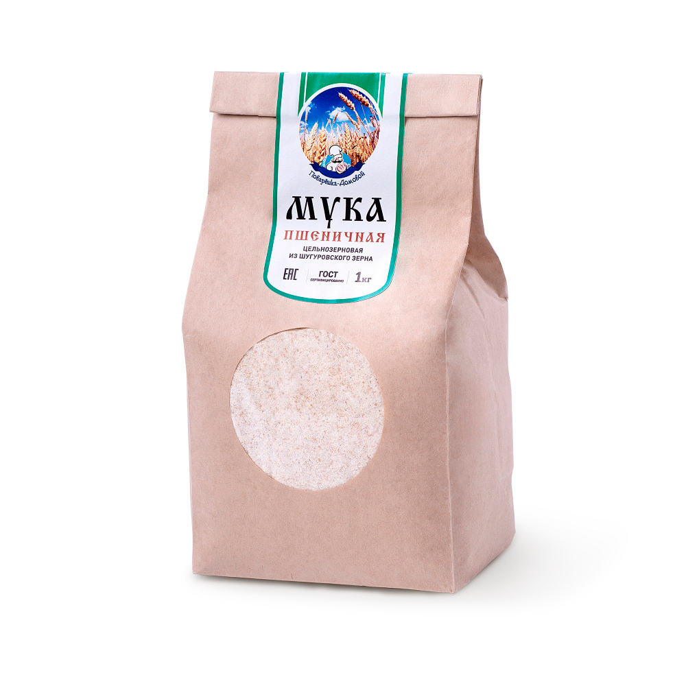 Мука пшеничная цельнозерновая из Шугуровского зерна, пакет 1 кг