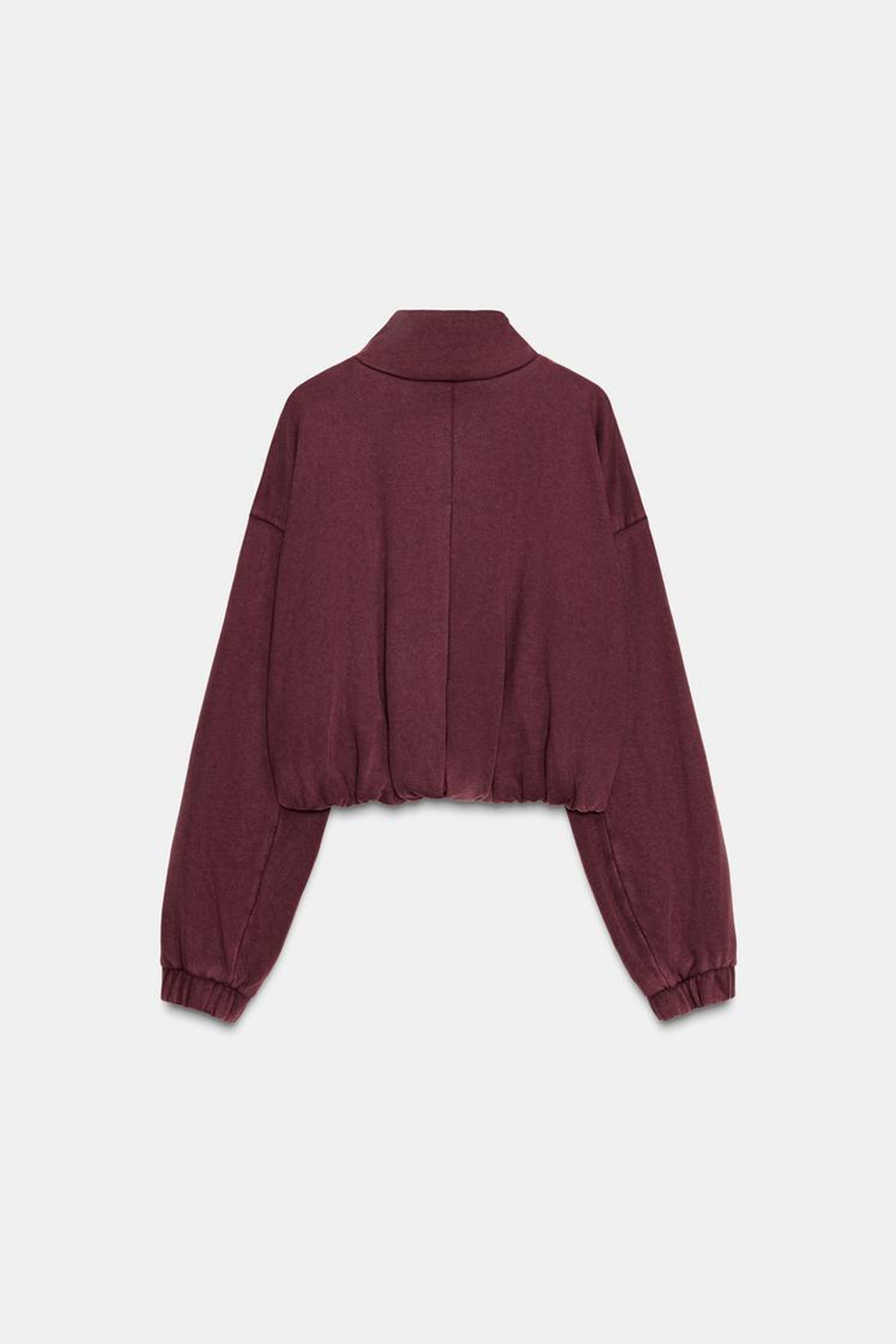 ZARA КУРТКА ИЗ МЯГКОЙ ТКАНИ С ЭФФЕКТОМ ПОТЕРТОСТИ, БУРГУНДИ