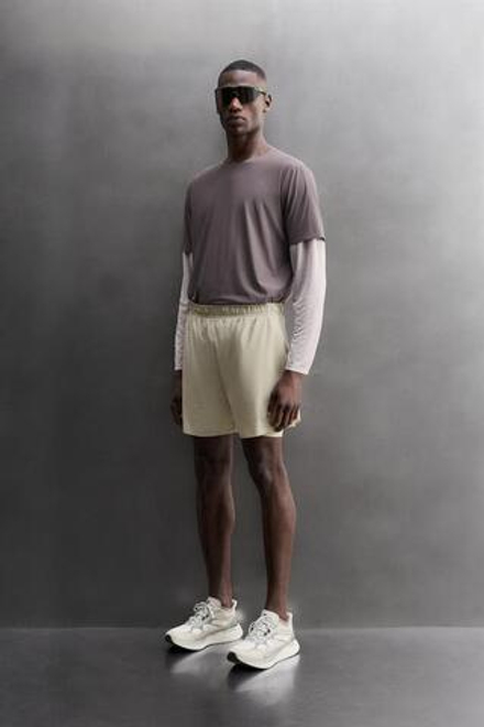 ZARA ШОРТЫ ДЛЯ БЕГА 2 В 1, СЕРЫЙ/БЕЖЕВЫЙ