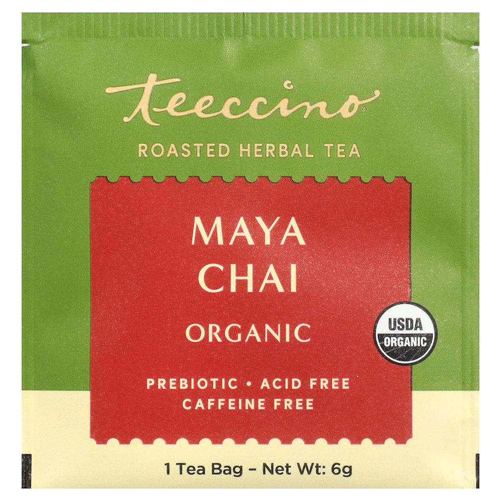 Teeccino, Органический жареный травяной чай, Maya Chai, без кофеина, 25 чайных пакетиков, 150 г (5,3 унции)