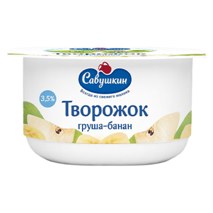 Творожок со вкусом груша-банан ТМ Савушкин продукт 3,5% 120г