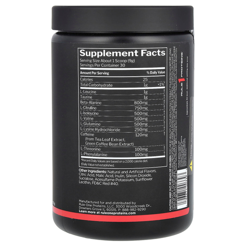 Rule One Proteins, Energized Amino, фруктовый пунш, 270 г (9,52 унции)
