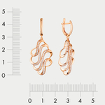 Длинные женские серьги из розового золота 585 пробы с фианитами (арт. 73500)