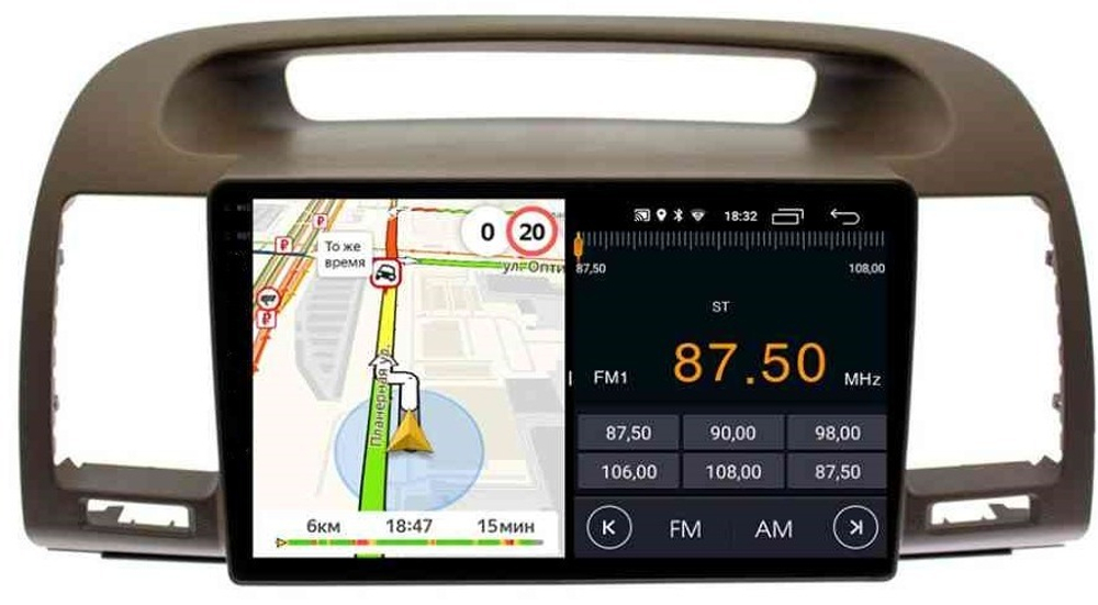 Магнитола для Toyota Camry 30 2001-2006 (рамка оливковая) - Parafar PF061RN2K на Android 13, QLED+2K, ТОП процессор, 4Гб+32Гб, CarPlay, 4G SIM-слот