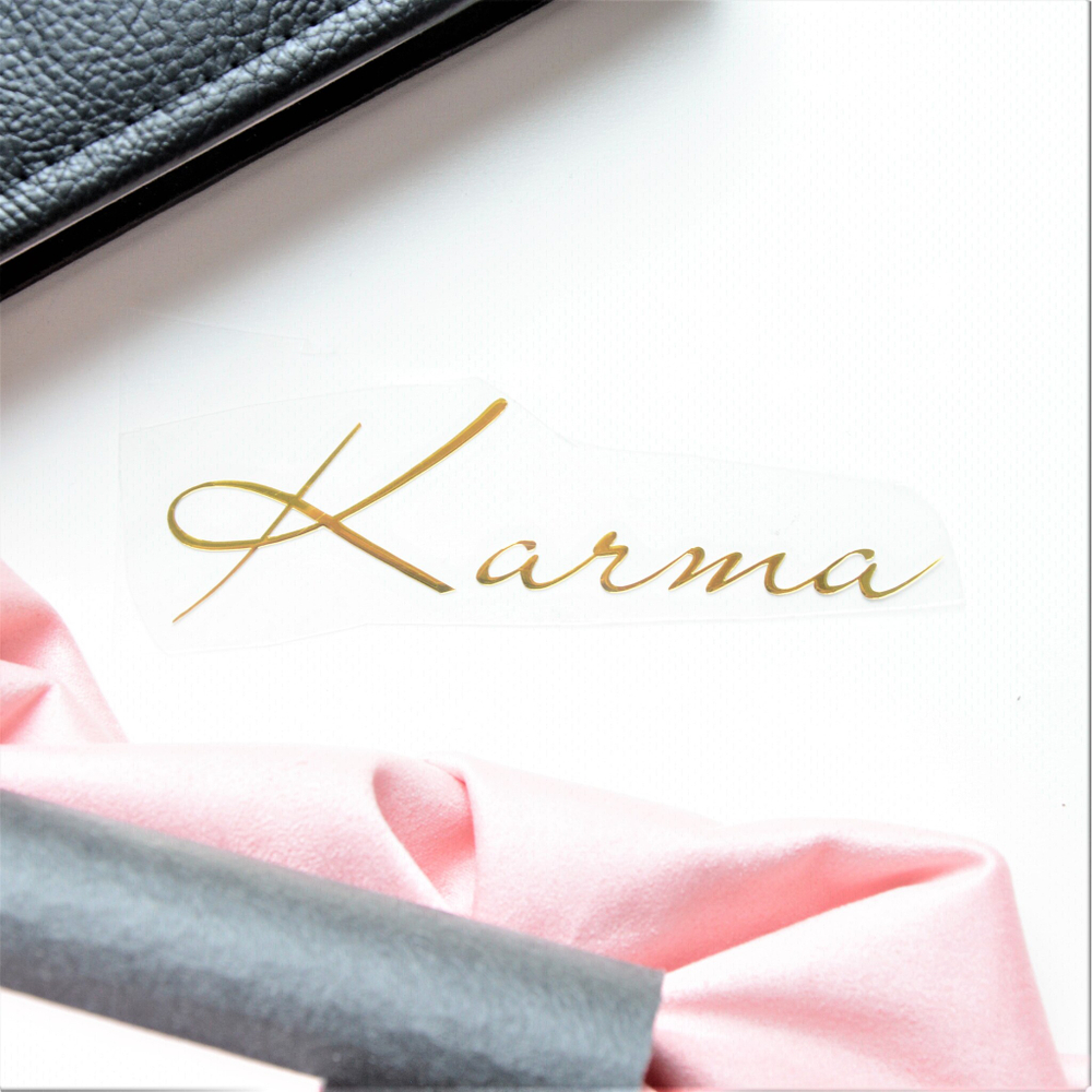 Надпись из термотрансферной пленки "Karma", вариант 1