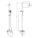 Душевая система Azario FLORIDA SQUARE с квадратным тропическим душем, поворотным изливом, хром (AZ-WSA654232C)