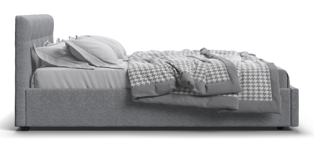 Белла Кровать+ПМ 140 Рогожка Мальмо серый