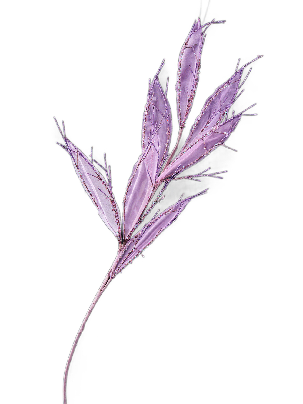 Веточка с листьями 38х84см ChristmasDeLuxe розовая