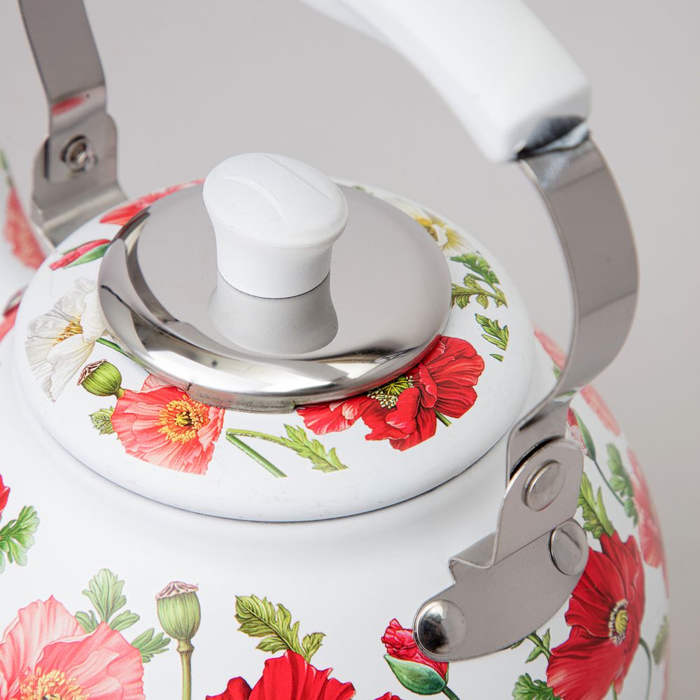 ЧАЙНИК AGNESS "БЕЛЫЕ МАКИ" СО ВСТРОЕННЫМ СВИСТКОМ И ФИЛЬТРОМ 1000 МЛ