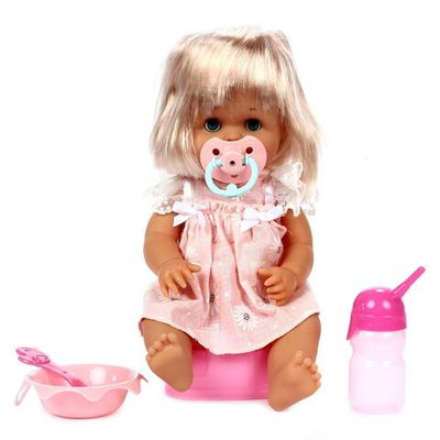 Пупс 32см "Маленькая мама" пьет, писает, с аксесс. коробка