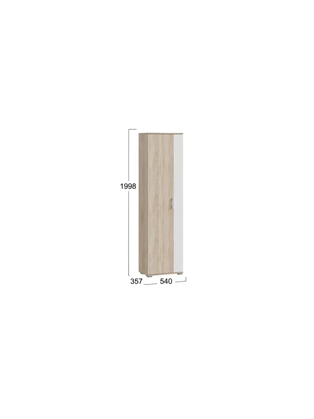 Прихожая с зеркалом Дуб Сонома 164х36х200