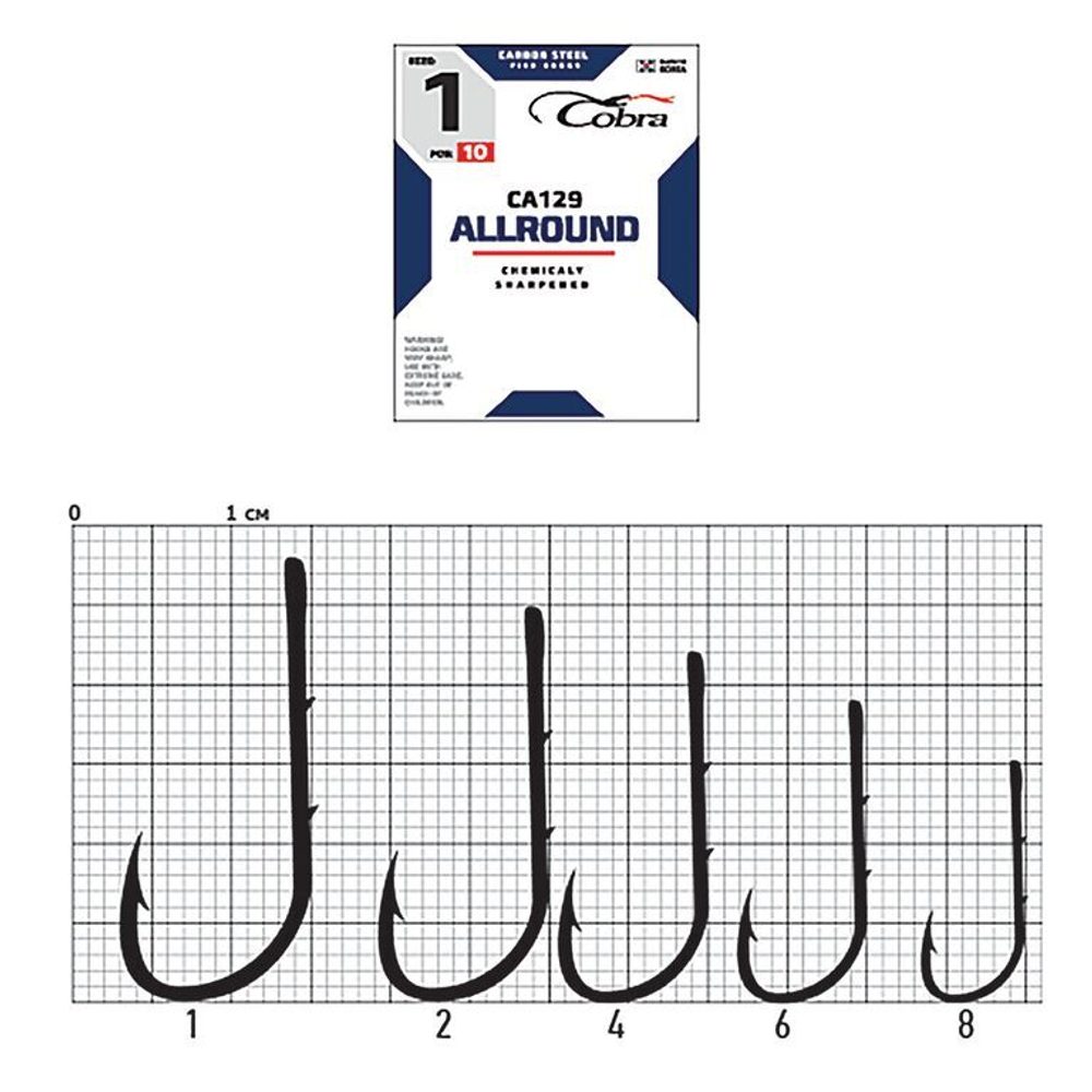 Крючки Cobra Allround BAITHOLDER сер. CA129 разм. 004 10шт.