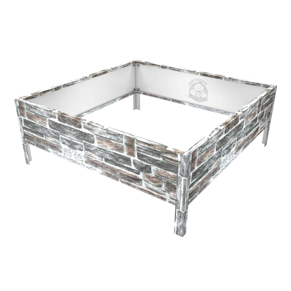 Клумба квадратная оцинкованная 1 ярус  Камень песчаник