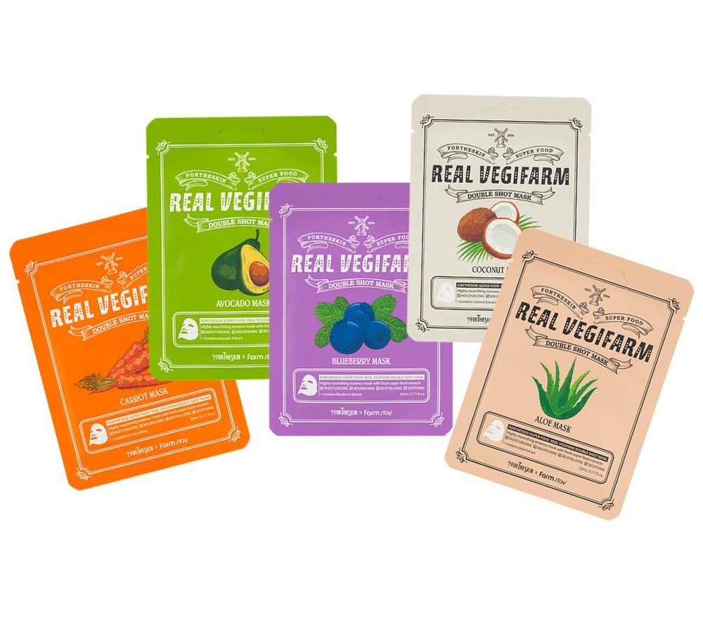 Fortheskin Super Food Real Vegifarm Double Shot Mask тканевая маска для лица