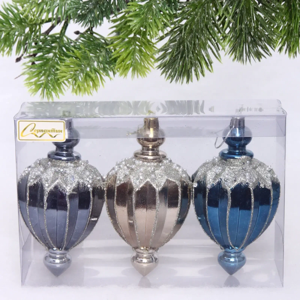 Набор украшений SHINE «Highlights» 12х7 см (3 шт.), night blue/champagne silver/grey