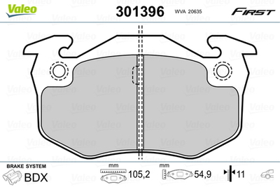VALEO - 301396-VAL - Brake Pad Set, disc brake