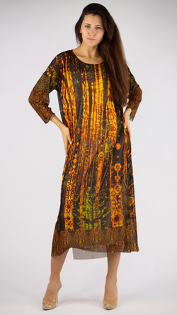 Платье-туника из сетки «Золотой лес», принт по мотивам живописи Густава Климта