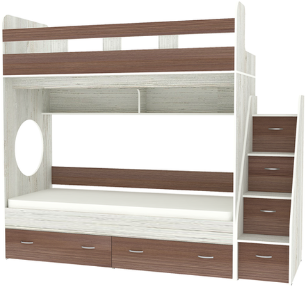 Трехъярусная кровать КарИВи Юниор  Винтерберг Бодего Темный