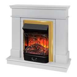 Электрокамин RealFlame Selena STD GR платиновый с очагом Majestic Lux Brass