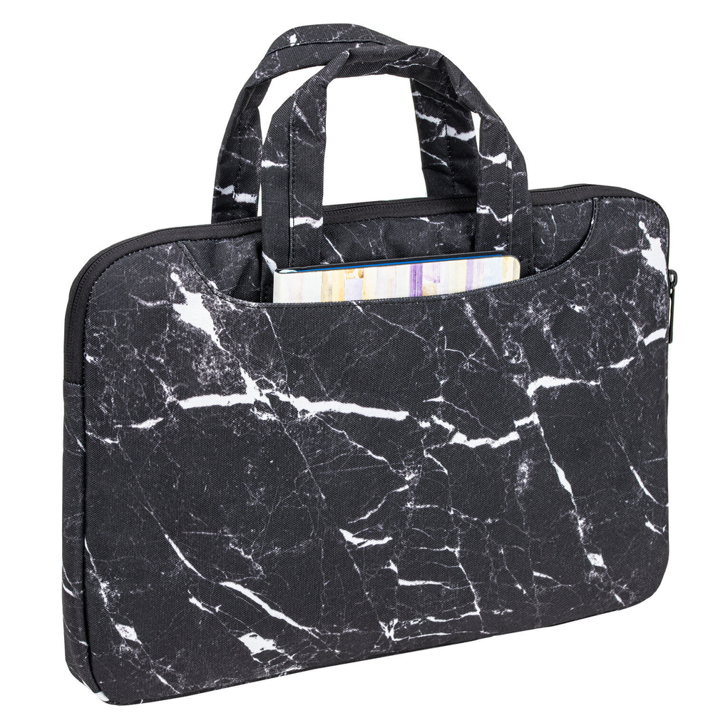 Сумка портфель BRAUBERG STYLE с отделением для ноутбука 13-14" 3 кармана "Marble" черная 26х36х3 см